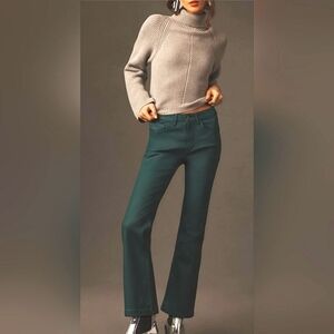 ANTHROPOLOGIE PILCRO Yaya green Coated Mid-Rise Crop Flare Jeans.Sz 25 NWT